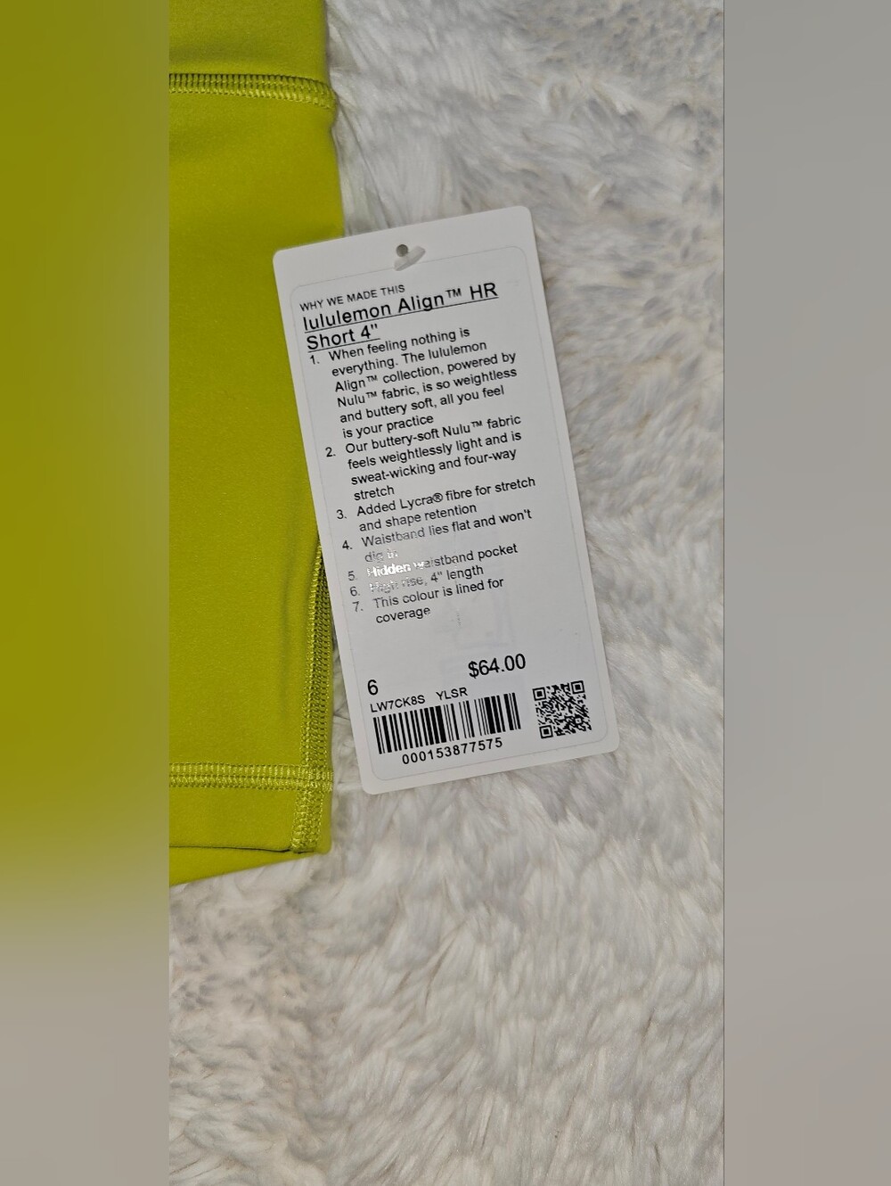 NWT Lululemon Align High-Rise Short 4" – Yellow Serpentine – Size 6 - Picture 2 of 4